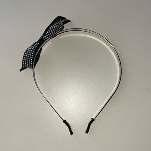 Nordstrom Black Skinny Headband with Silver Rhinestone Bow